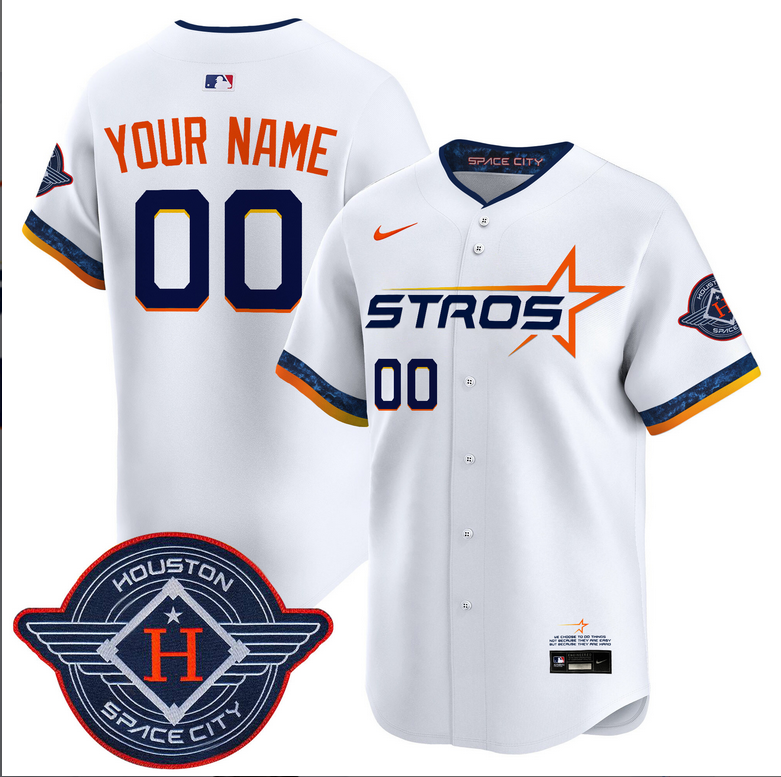 Men Houston Astros 2025 City Connect Vapor white Limited Custom Stitched Jersey->customized mlb jersey->Custom Jersey